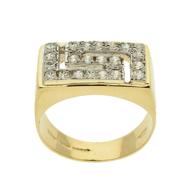 14ct Yellow Gold Greek Key Ring - Size O
