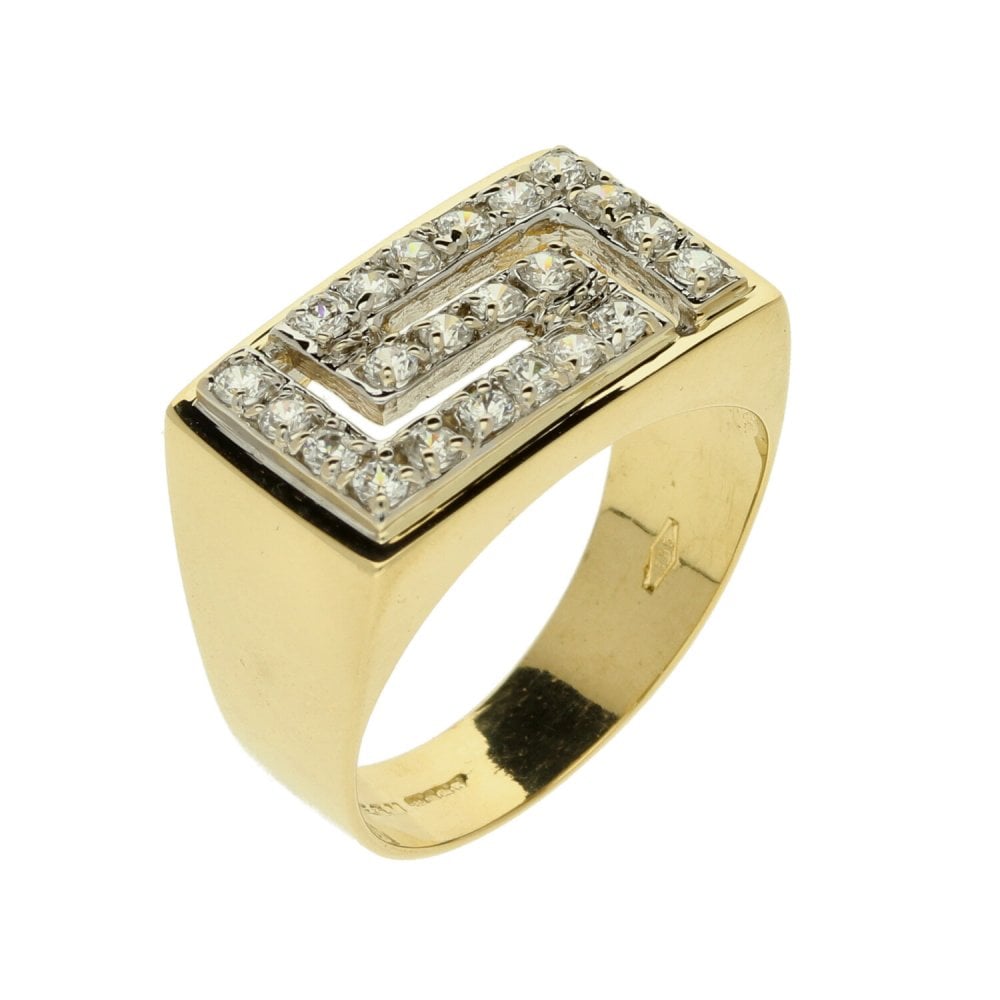 14ct Yellow Gold Greek Key Ring - Size O