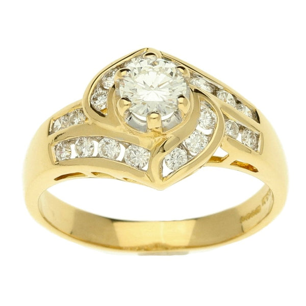 18ct Yellow Gold Ladies Diamond Cluster Ring- Size K½