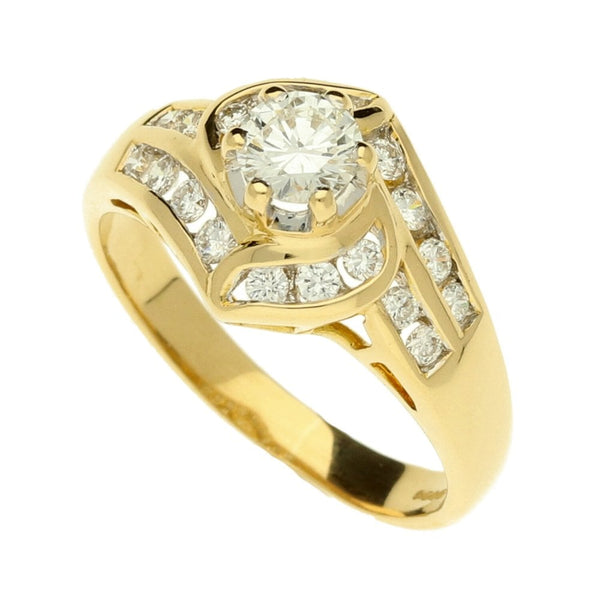 18ct Yellow Gold Ladies Diamond Cluster Ring- Size K½