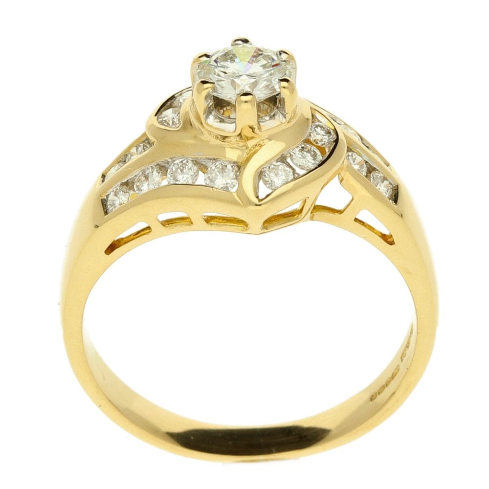 18ct Yellow Gold Ladies Diamond Cluster Ring- Size K½