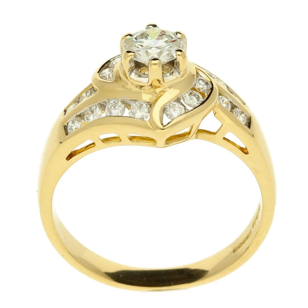 18ct Yellow Gold Ladies Diamond Cluster Ring- Size K½