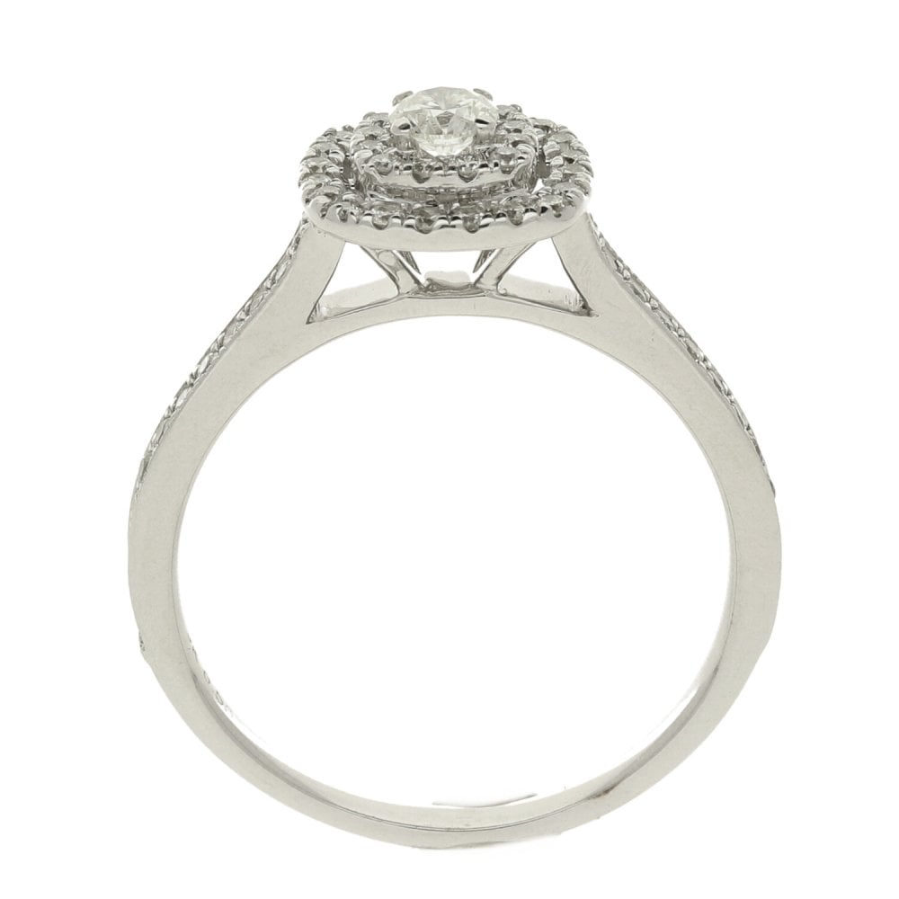 9ct White Gold Diamond Cluster Ring - Size M½