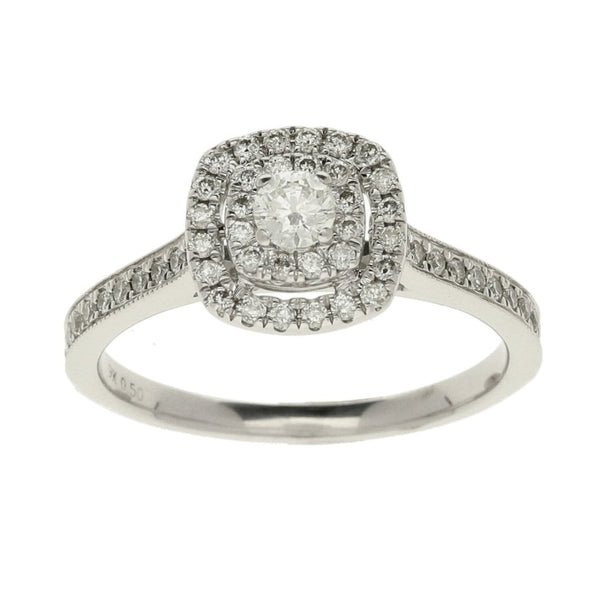 9ct White Gold Diamond Cluster Ring - Size M½