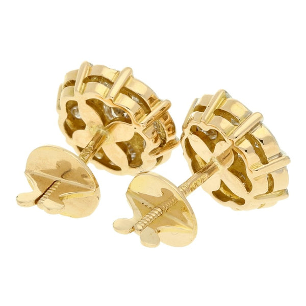 18ct Yellow Gold Circular Flower Diamond Earrings