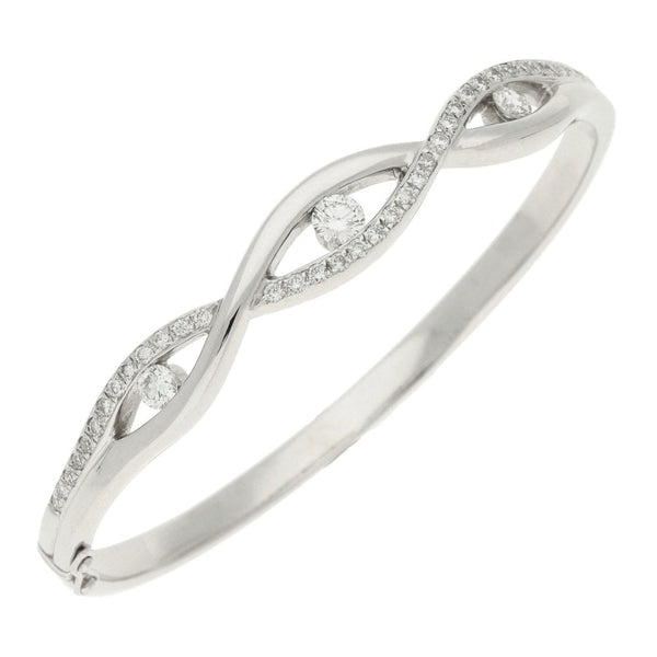 18ct White Gold Diamond Ladies Bangle - 1.43ct - 30.3g