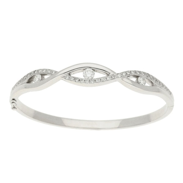 18ct White Gold Diamond Ladies Bangle - 1.43ct - 30.3g