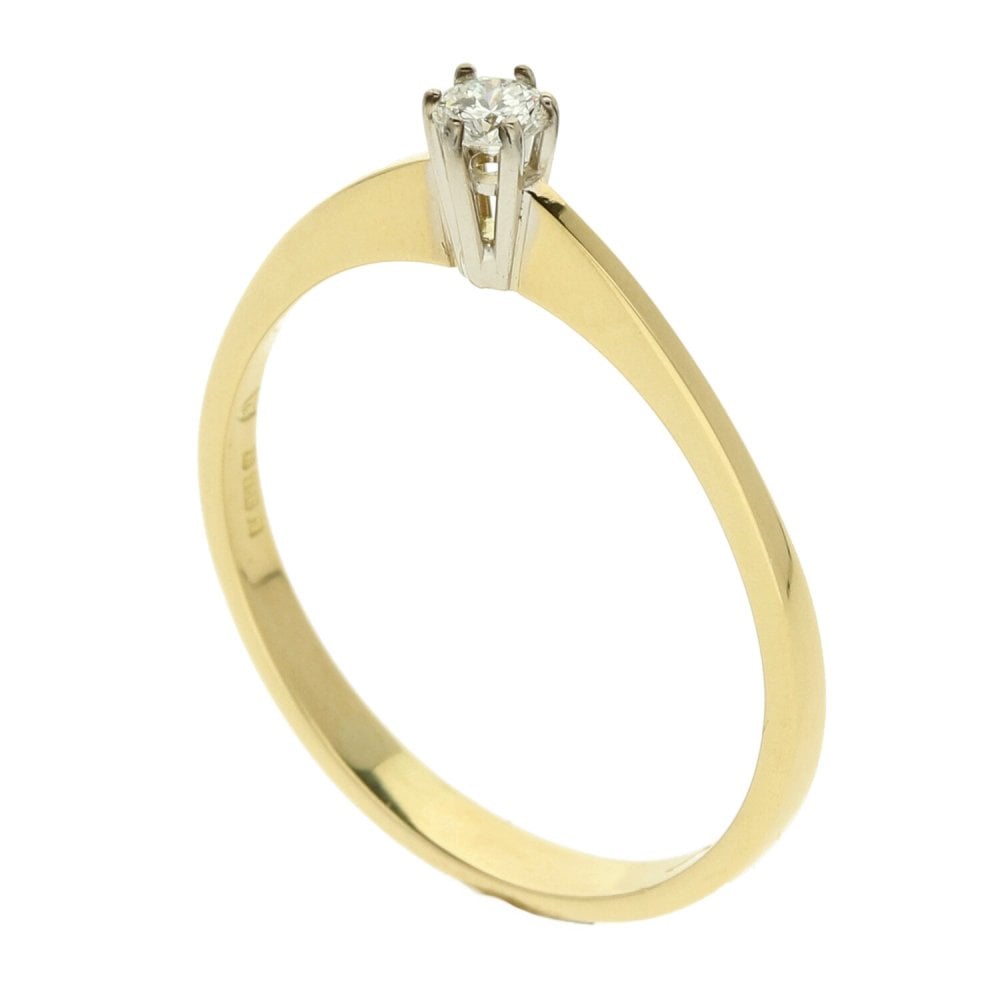 18ct Yellow Gold Diamond Solitaire Ring- Size R½
