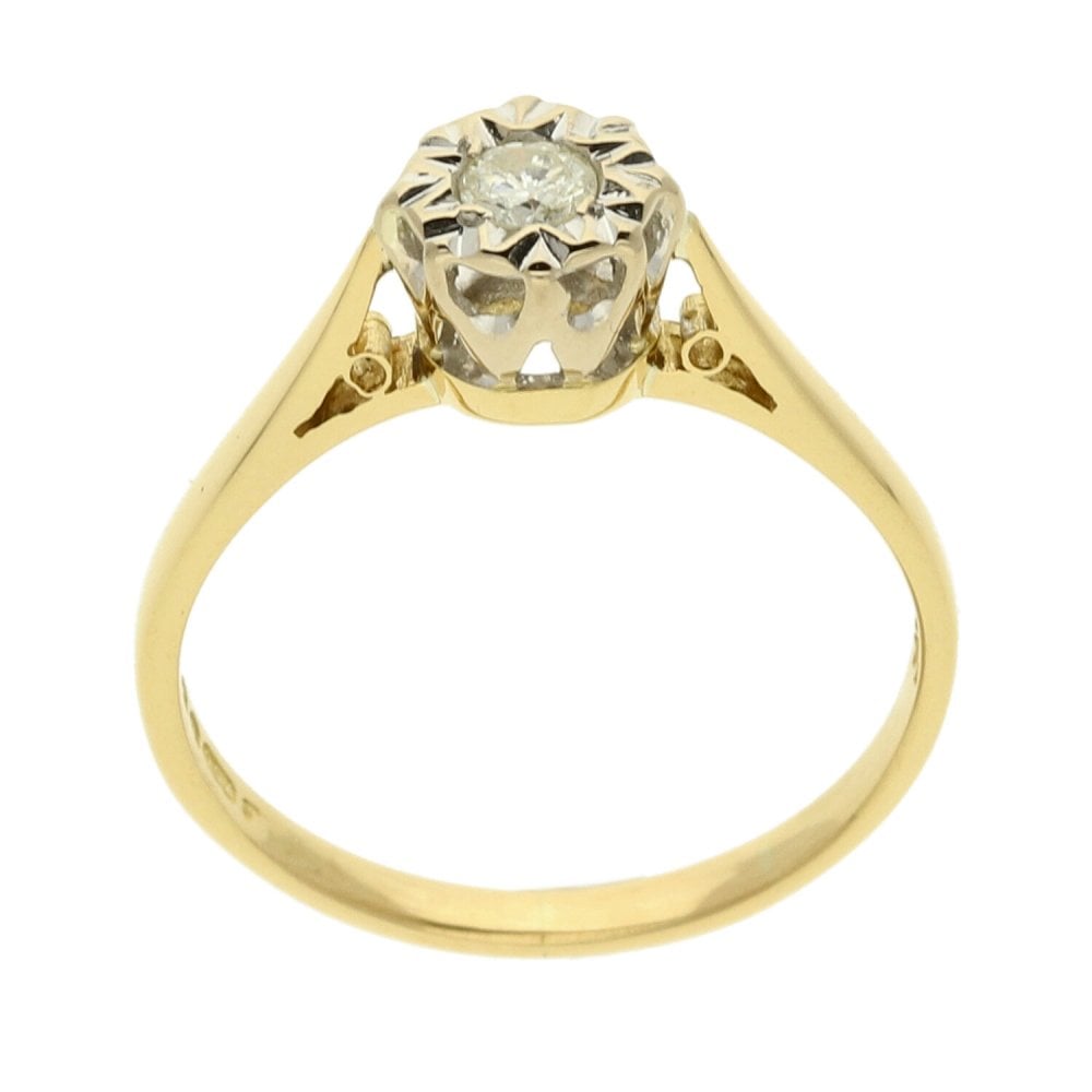 18ct Yellow Gold Diamond Engagement Ring- Size N