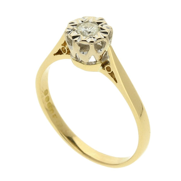 18ct Yellow Gold Diamond Engagement Ring- Size N