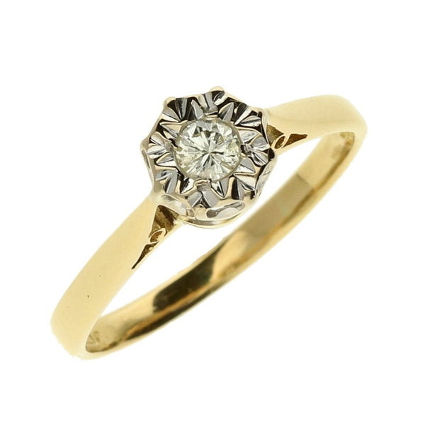 18ct Yellow Gold Diamond Engagement Ring- Size N