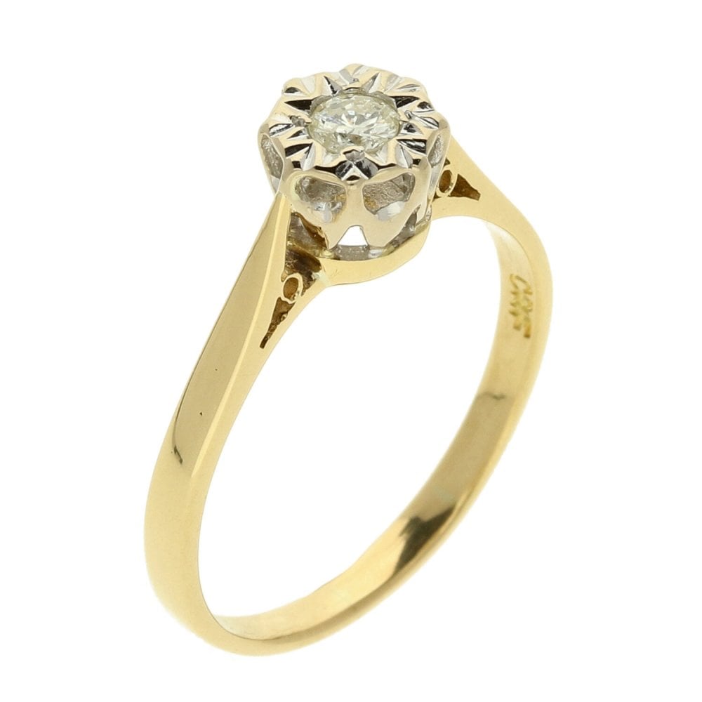 18ct Yellow Gold Diamond Engagement Ring- Size N