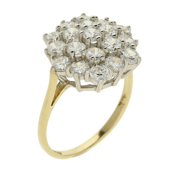 9ct Yellow Gold Cubic Zirconia Cluster Ring-Size N