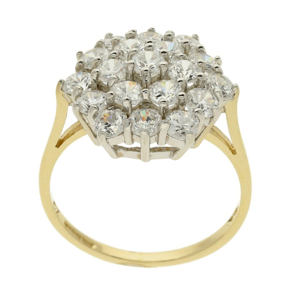 9ct Yellow Gold Cubic Zirconia Cluster Ring-Size N