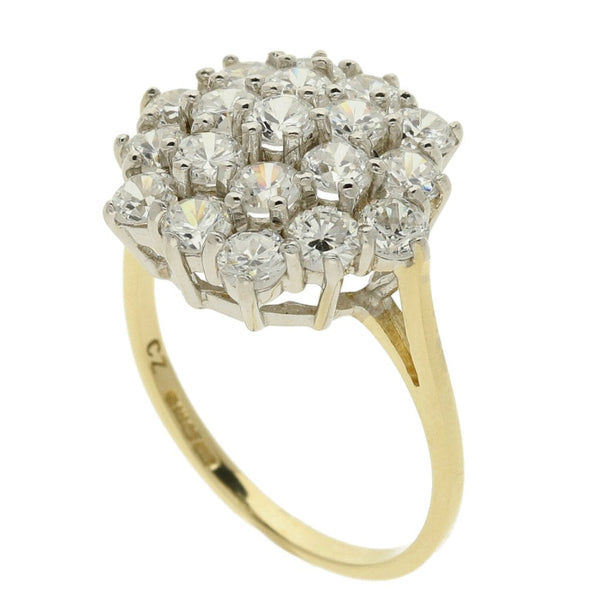 9ct Yellow Gold Cubic Zirconia Cluster Ring-Size N