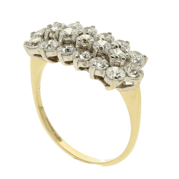 9ct Yellow Gold CZ Ladies Cluster Ring - Size M