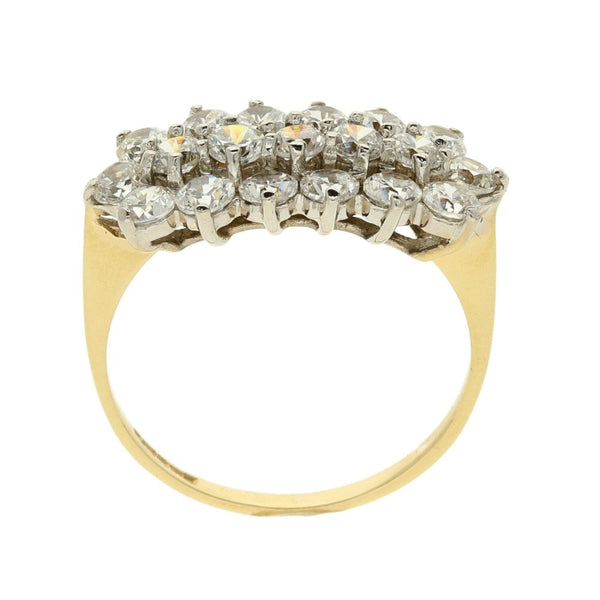 9ct Yellow Gold CZ Ladies Cluster Ring - Size M