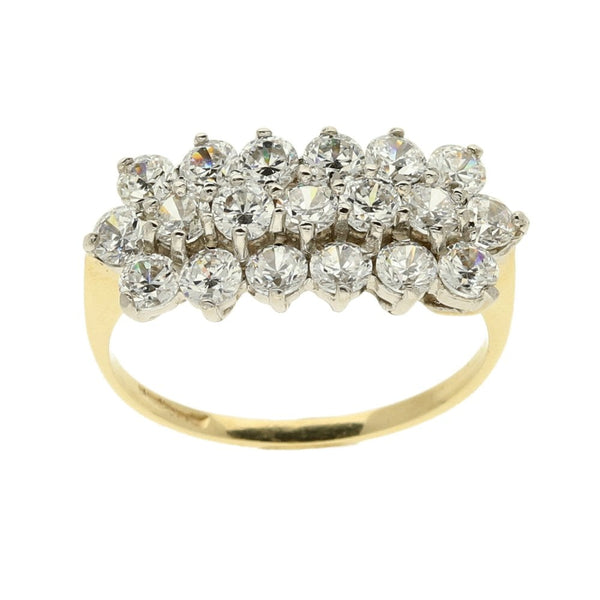 9ct Yellow Gold CZ Ladies Cluster Ring - Size M
