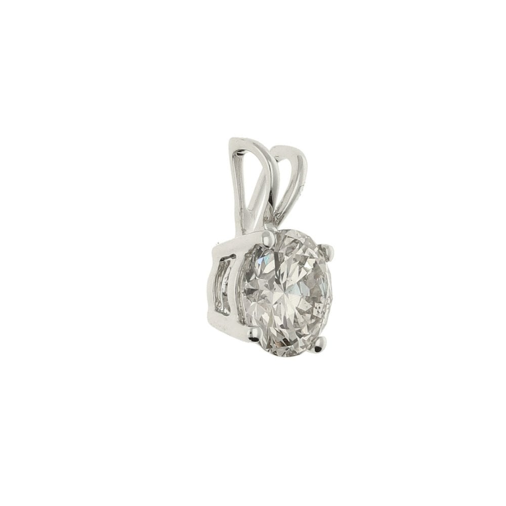 18ct White Gold Round Brilliant Diamond Pendant - 1.01ct