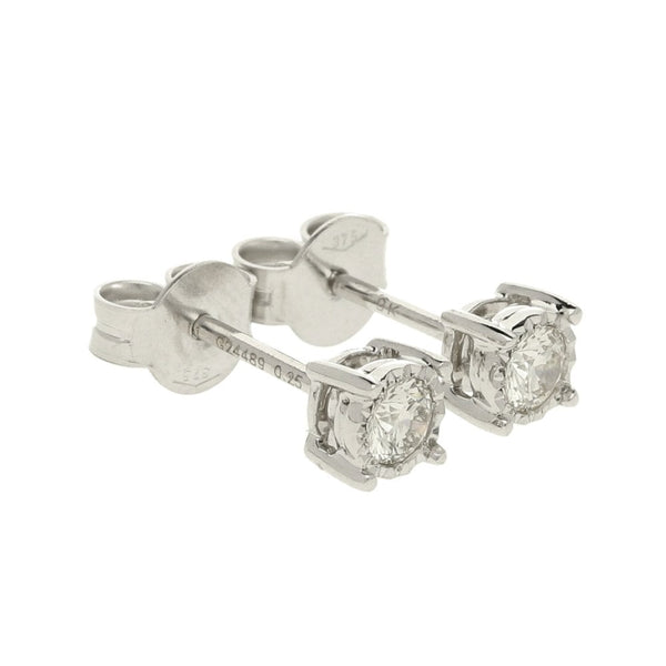 9ct White Gold Diamond Stud Earrings - 0.25ct