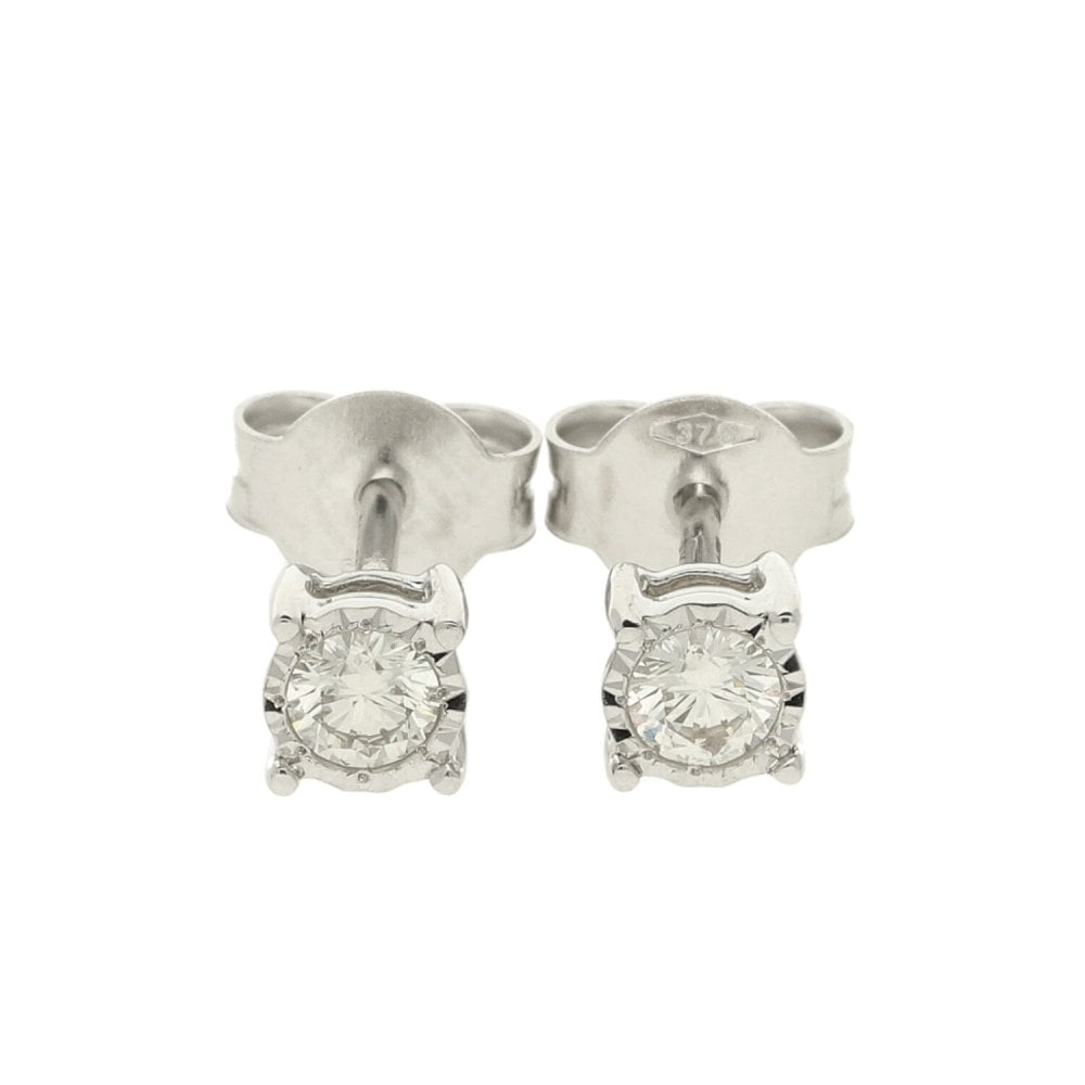 9ct White Gold Diamond Stud Earrings - 0.25ct