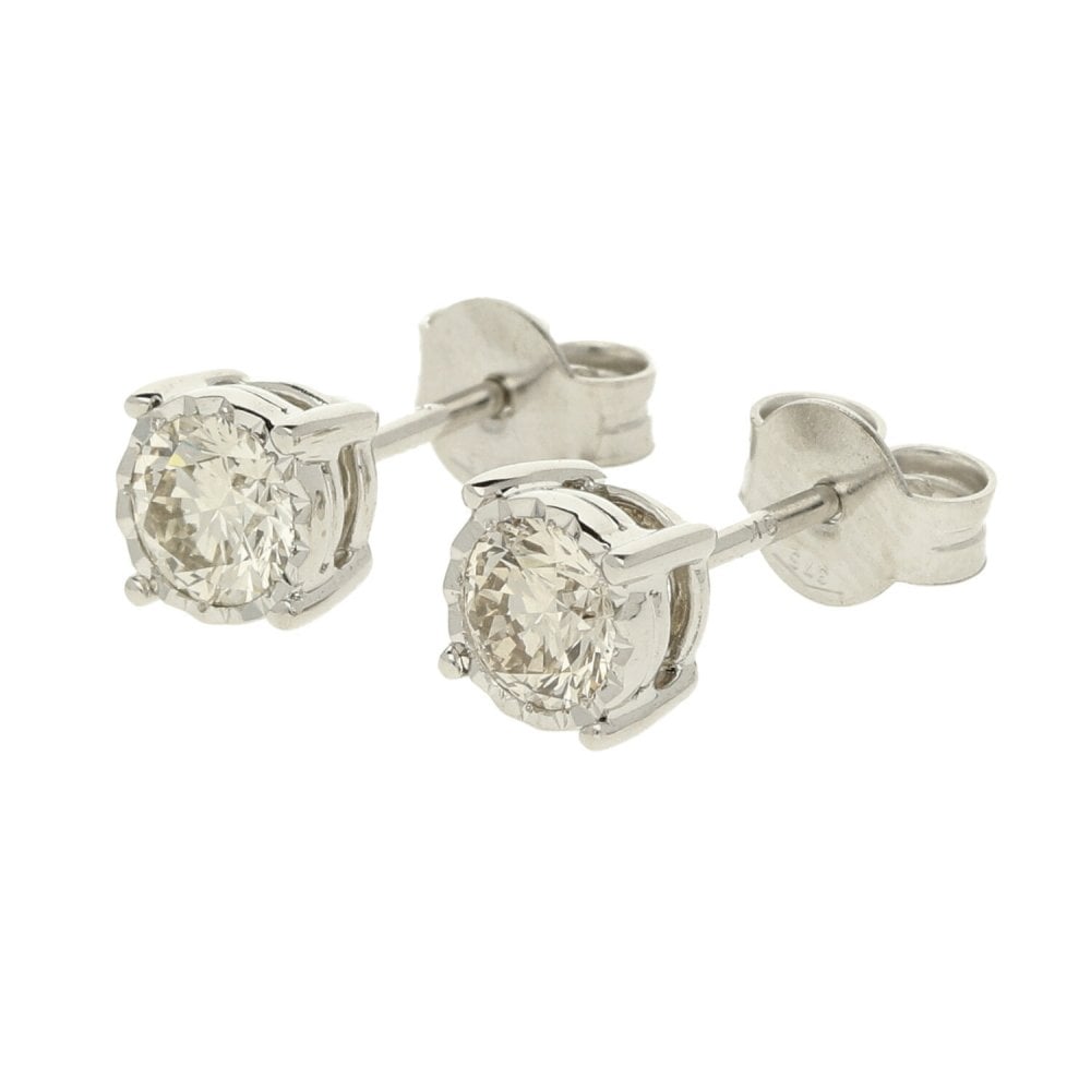 9ct White Gold Diamond Stud Earrings - 0.78ct