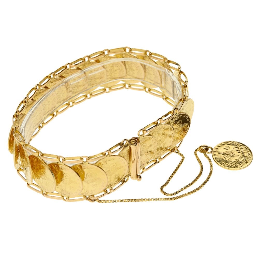 18ct Yellow Gold Coin Style Bracelet - 54.0g