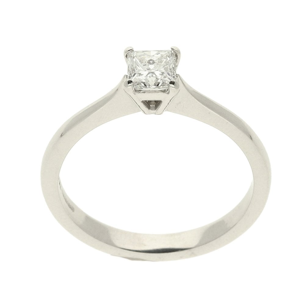 18ct White Gold GIA Certified Princess Cut Diamond Ring - 0.46ct