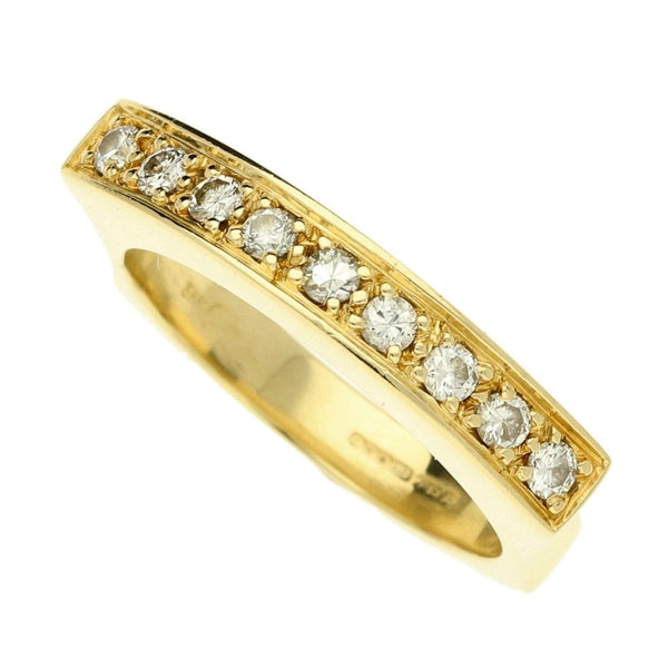 9ct Yellow Gold 9 Diamond Row Ring - Size O½ - 0.36ct