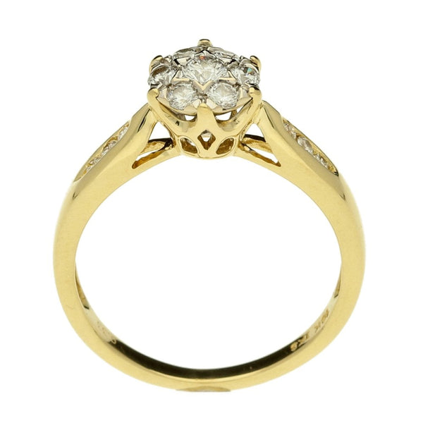 18ct Yellow Gold Diamond Cluster Ring - 0.33ct - Size M