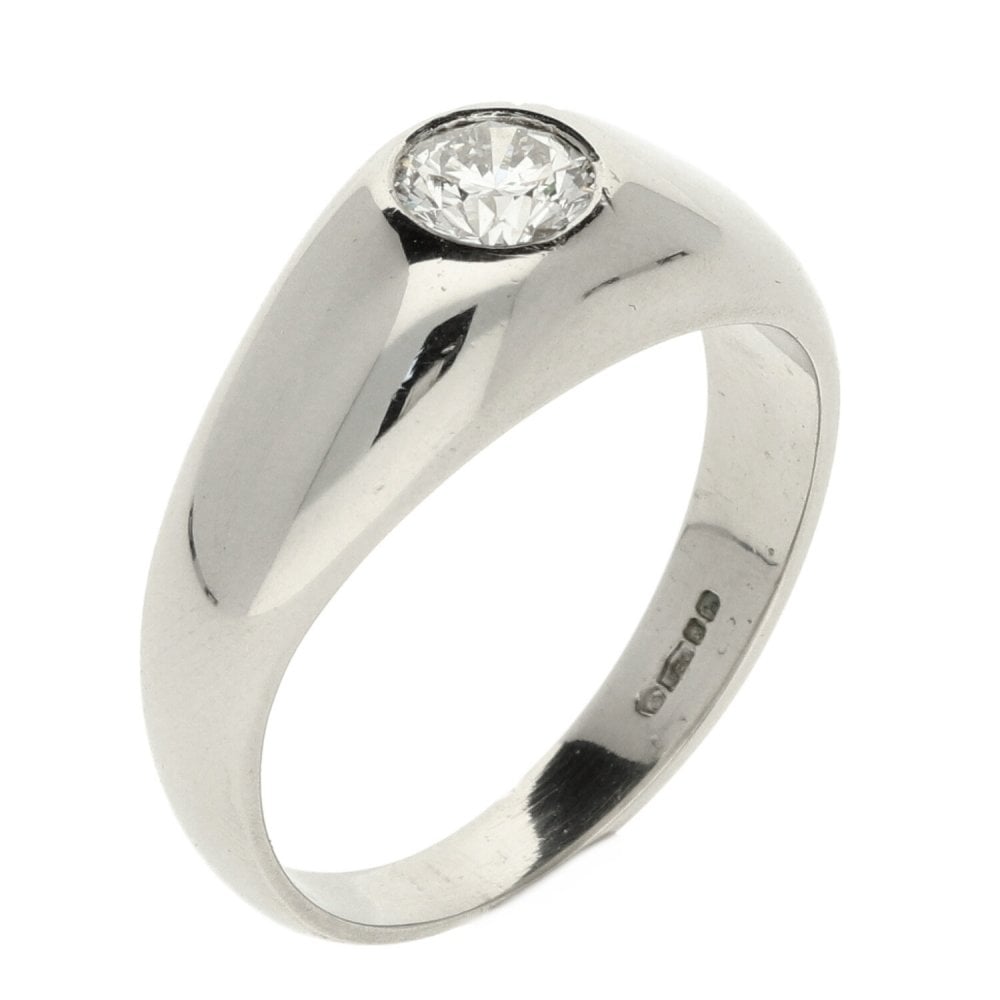 Platinum Gents Diamond Solitaire Ring -Size O