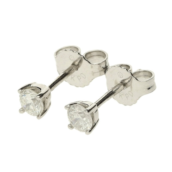 18ct White Gold Ladies 4 Claw Diamond Earrings 0.30ct