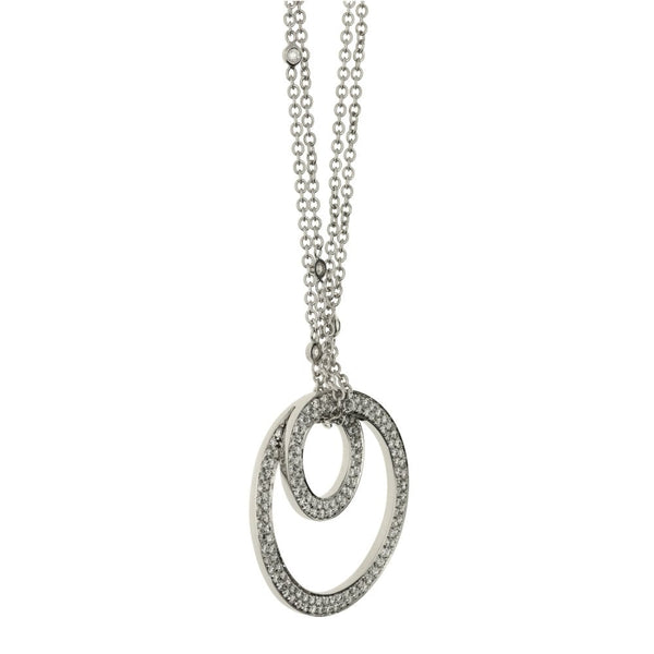 18ct White Gold Diamond Pendant & Double Chain - 2.63ct