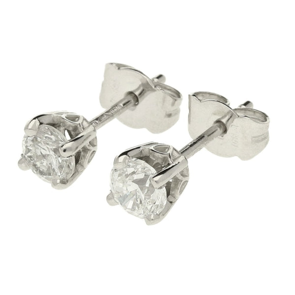 Platinum Round Brilliant Diamond Stud Earrings - 0.98ct