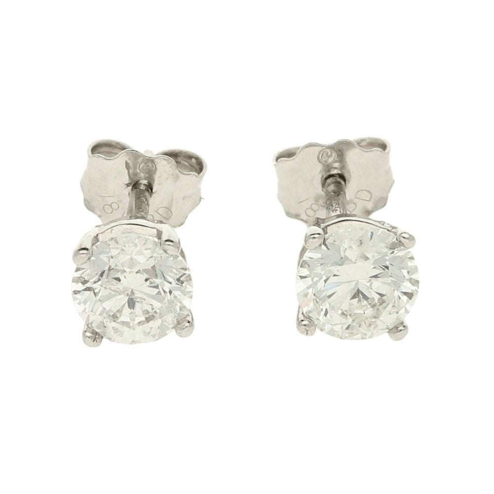 18ct White Gold Diamond Stud Earrings - 1.00ct