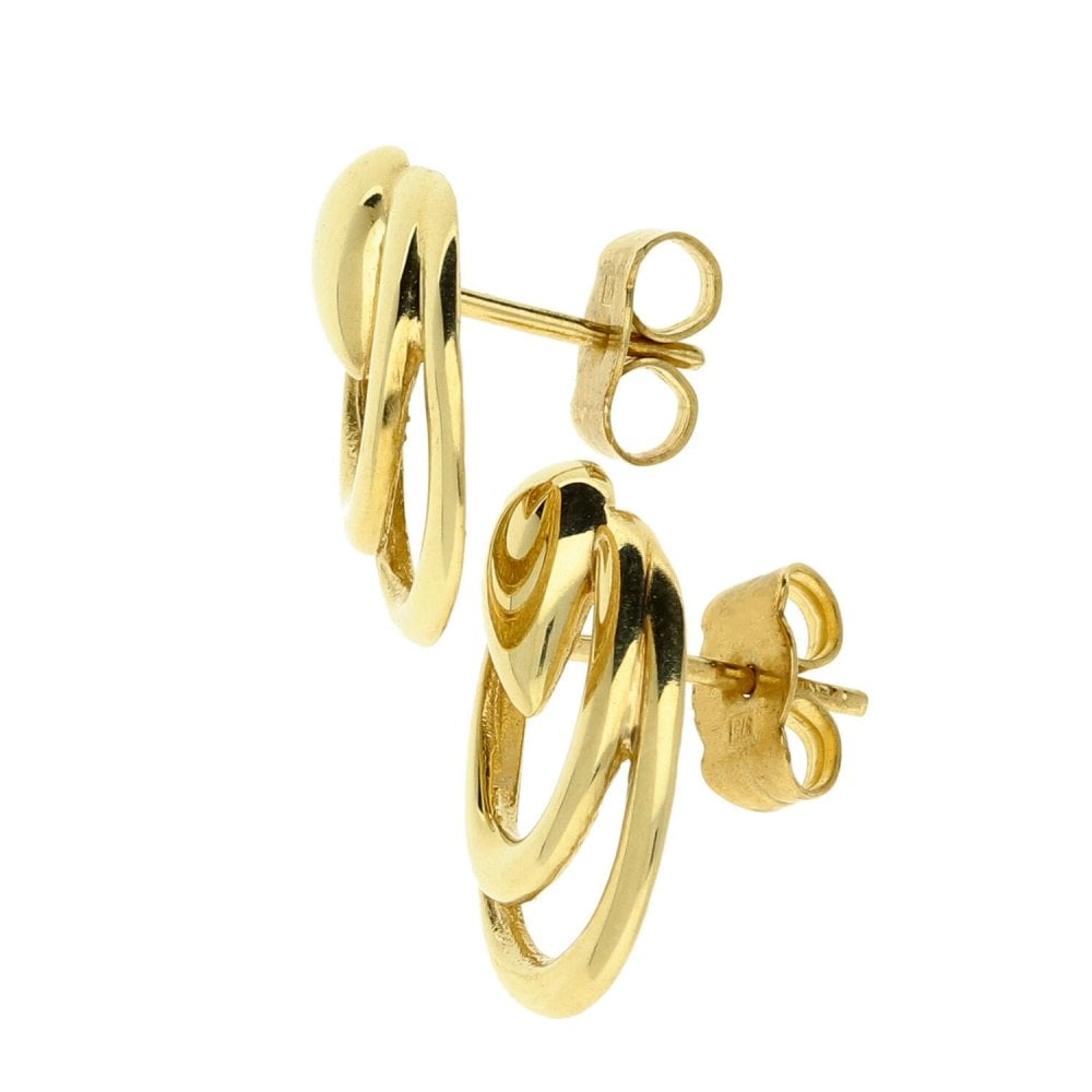 9ct Yellow Gold Double Oval Hoop Studs