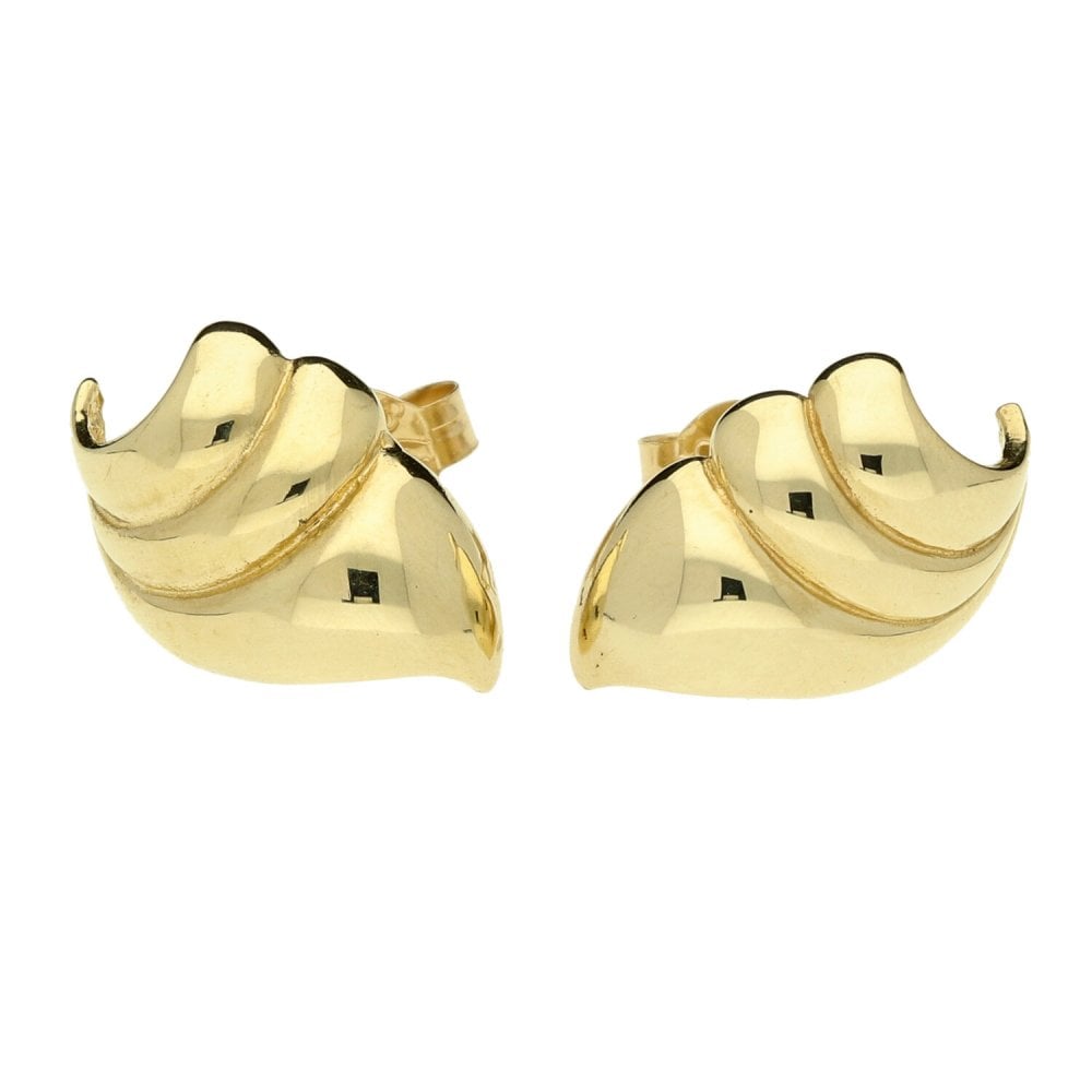 9ct Yellow Gold Swirl Stud Earrings - 2.3g