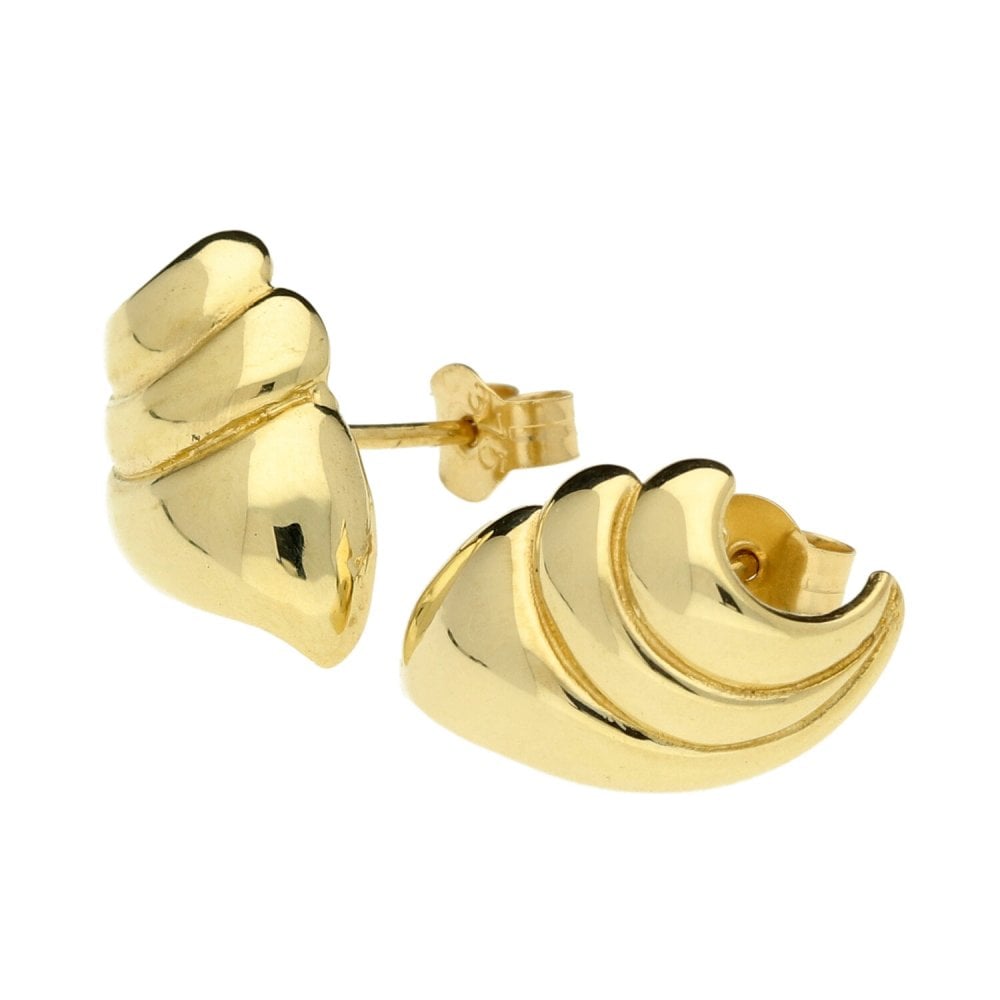 9ct Yellow Gold Swirl Stud Earrings - 2.3g