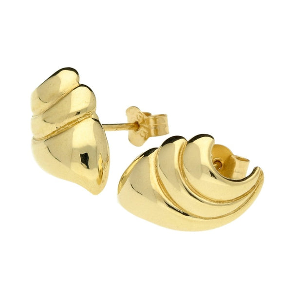 9ct Yellow Gold Swirl Stud Earrings - 2.3g