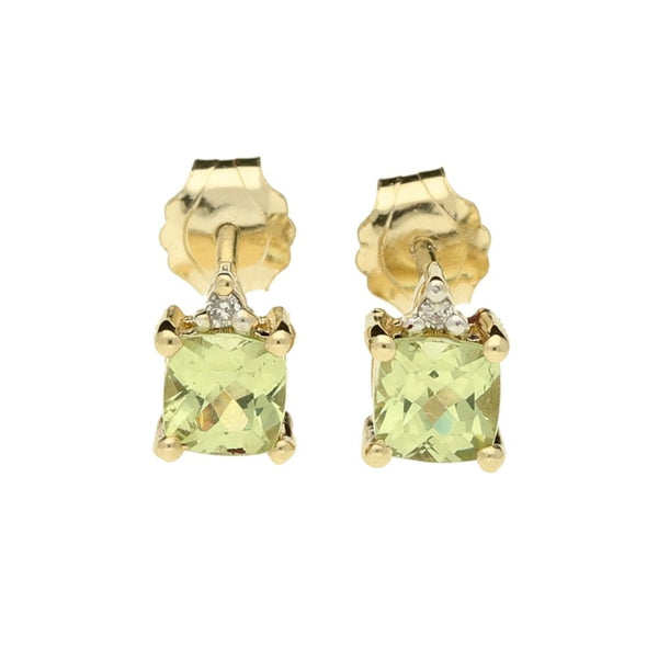 9ct Yellow Gold Green Stone Stud Earrings