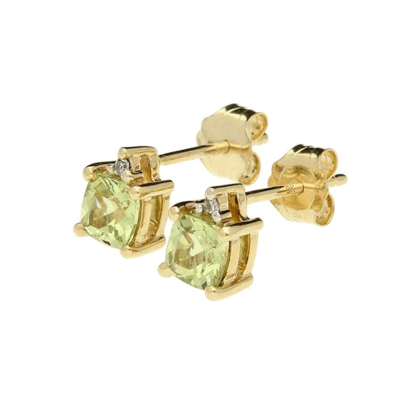 9ct Yellow Gold Green Stone Stud Earrings