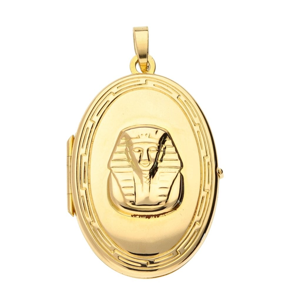 9ct Yellow Gold Egyptian Oval Locket - 3.60g