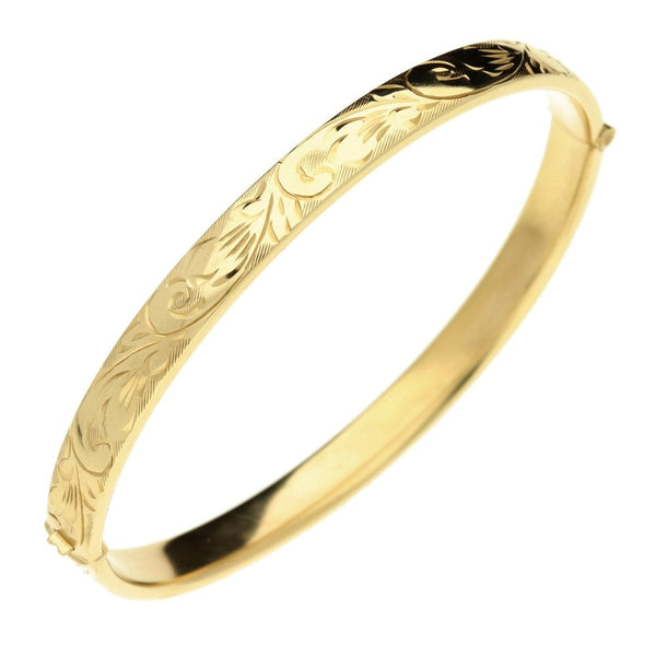 9ct Yellow Gold Patterned Bangle - 12.0g