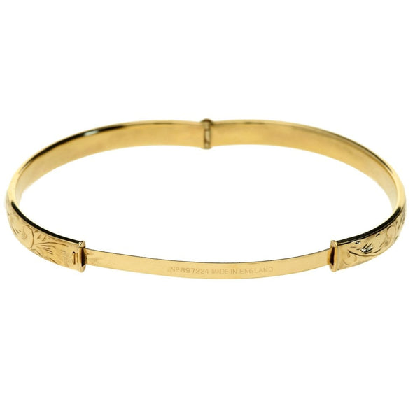 9ct Yellow Gold Patterned Bangle - 12.0g
