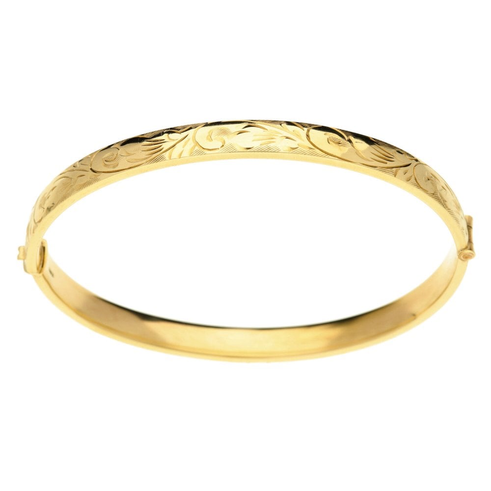 9ct Yellow Gold Patterned Bangle - 12.0g