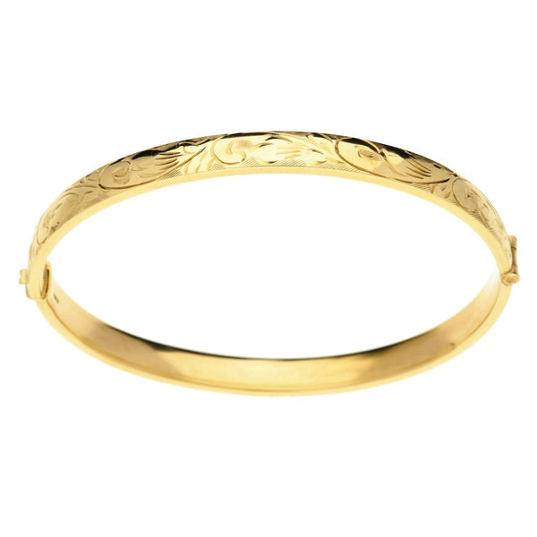 9ct Yellow Gold Patterned Bangle - 12.0g