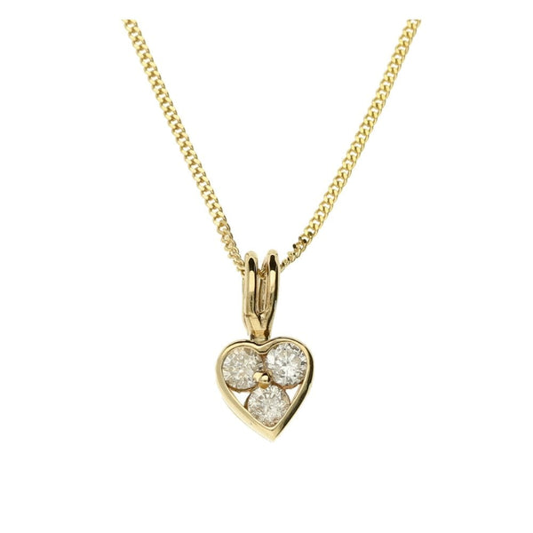 9ct Yellow Gold Diamond Heart-Shaped Pendant & Necklace - 0.15ct