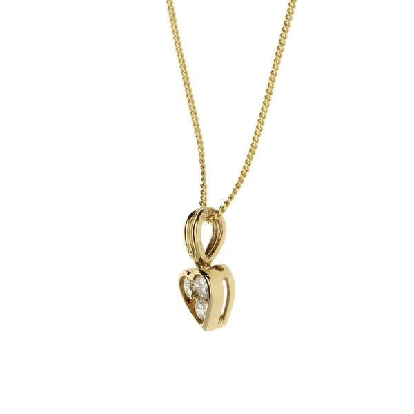 9ct Yellow Gold Diamond Heart-Shaped Pendant & Necklace - 0.15ct