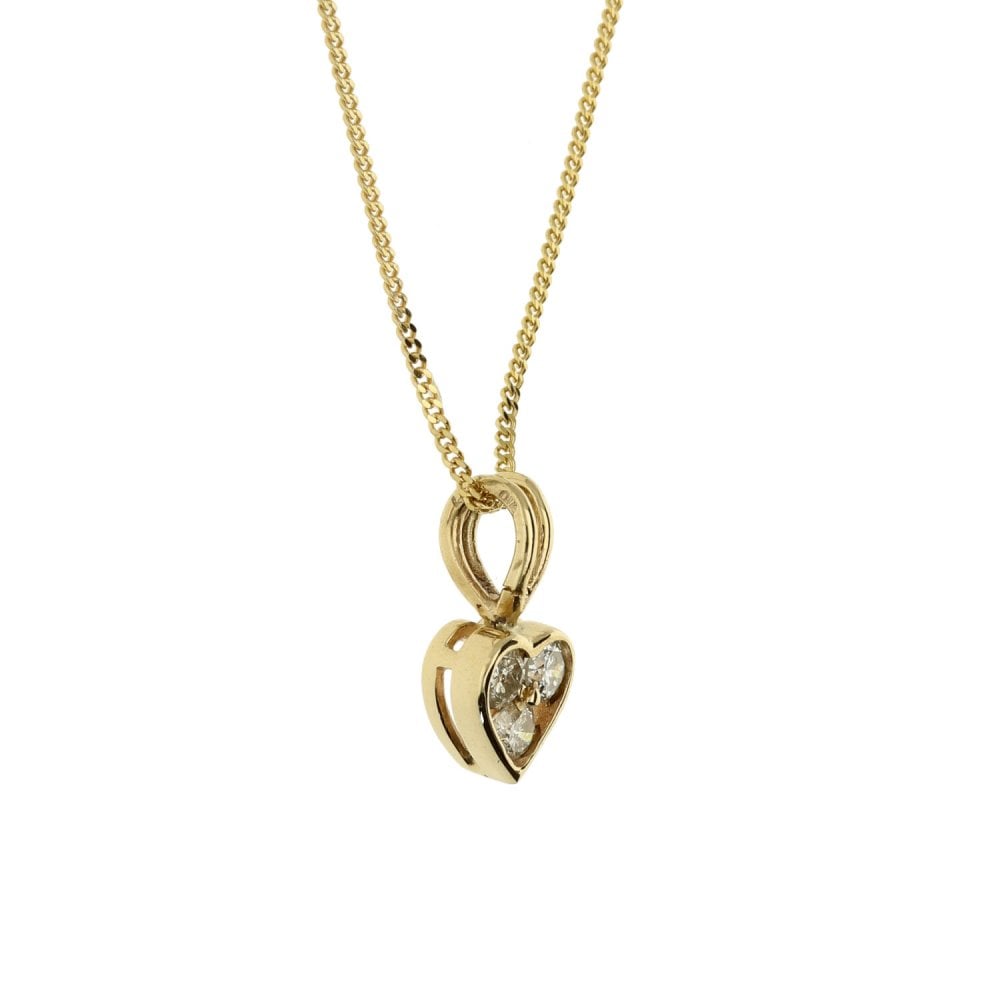 9ct Yellow Gold Diamond Heart-Shaped Pendant & Necklace - 0.15ct