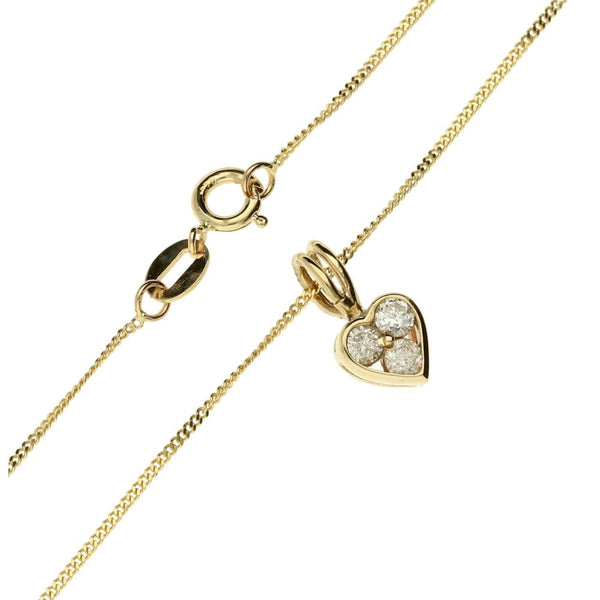 9ct Yellow Gold Diamond Heart-Shaped Pendant & Necklace - 0.15ct